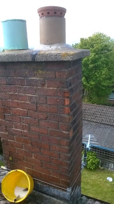 After repair to chimney pots on Belfast roof by Roof Repairs Belfast, Northern Ireland