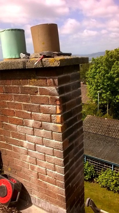 Before repair to chimney pots on Belfast roof by Roof Repairs Belfast, Northern Ireland