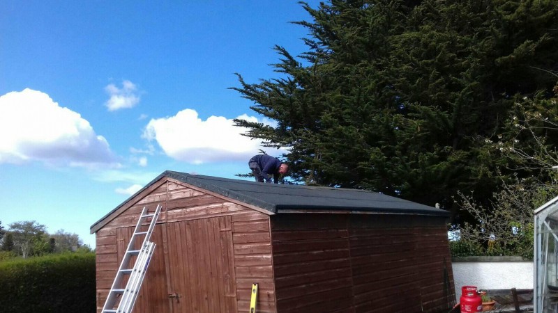 Replacing the felting on a Belfast Shed - all roof repair and maintenance services by  Roof Repairs Belfast, Northern Ireland