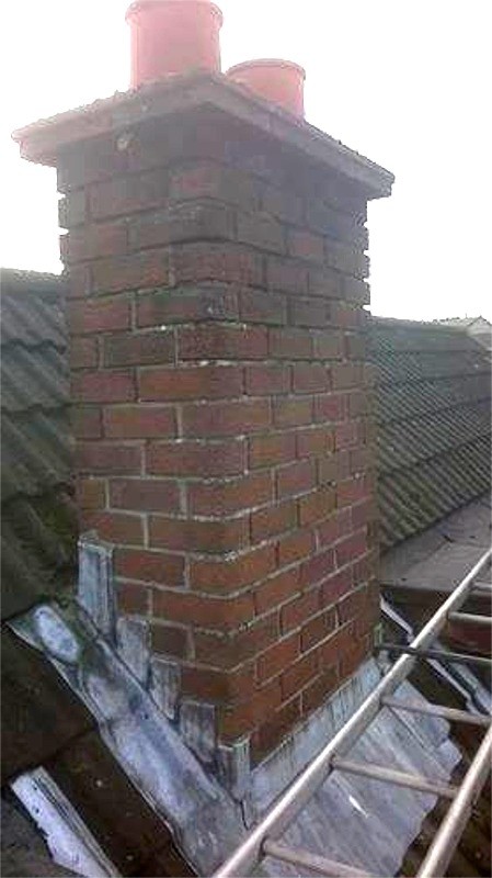 Repair to lead flashing around chimney on Belfast roof by Roof Repairs Belfast, Northern Ireland